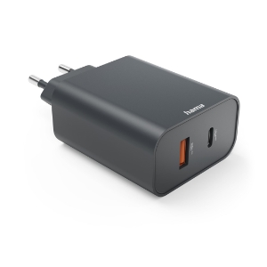 Hama 86444 Schnellladegerät, 1x USB-C, 1x USB-A, PD, 45 W Anthrazit