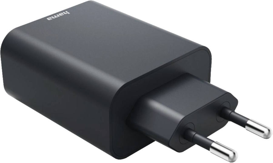 Hama 86444 Schnellladegerät, 1x USB-C, 1x USB-A, PD, 45 W Anthrazit