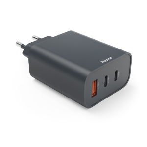 Hama 86445 Schnellladegerät, 2x USB-C, 1x USB-A, PD, 65 W, Anthrazit