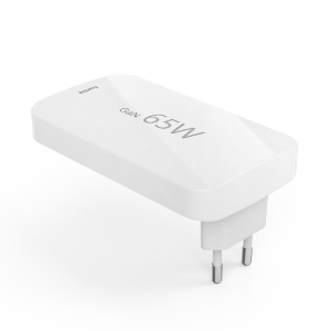 Hama 201976 Schnellladegerät, 2x USB-C, 1x USB-A, flaches Mini-Ladegerät, PD, 65 W, Weiss