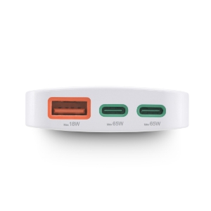 Hama 201976 Schnellladegerät, 2x USB-C, 1x USB-A, flaches Mini-Ladegerät, PD, 65 W, Weiss