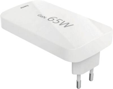 Hama 201976 Schnellladegerät, 2x USB-C, 1x USB-A, flaches Mini-Ladegerät, PD, 65 W, Weiss
