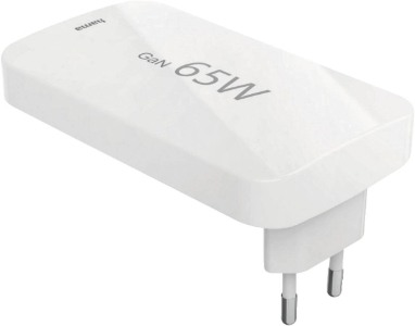 Hama 201976 Schnellladegerät, 2x USB-C, 1x USB-A, flaches Mini-Ladegerät, PD, 65 W, Weiss