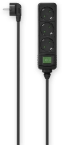 Hama 223005 Steckdosenleiste, 3-fach, Schalter, 3 m, Schwarz 