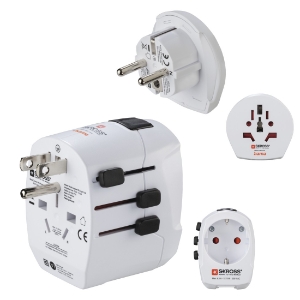 Hama 223474 Weltreiseadapter Set "World Travel Pro Light  USB", 3-polig, 2x USB Reisestecker