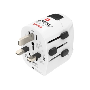 Hama 223474 Weltreiseadapter Set "World Travel Pro Light  USB", 3-polig, 2x USB Reisestecker