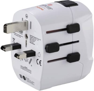 Hama 223474 Weltreiseadapter Set "World Travel Pro Light  USB", 3-polig, 2x USB Reisestecker