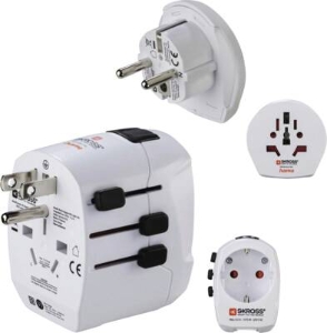 Hama 223474 Weltreiseadapter Set "World Travel Pro Light  USB", 3-polig, 2x USB Reisestecker