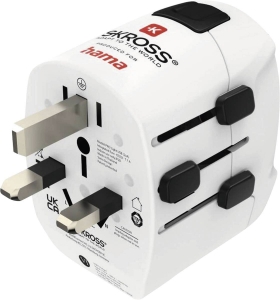 Hama 223474 Weltreiseadapter Set "World Travel Pro Light  USB", 3-polig, 2x USB Reisestecker