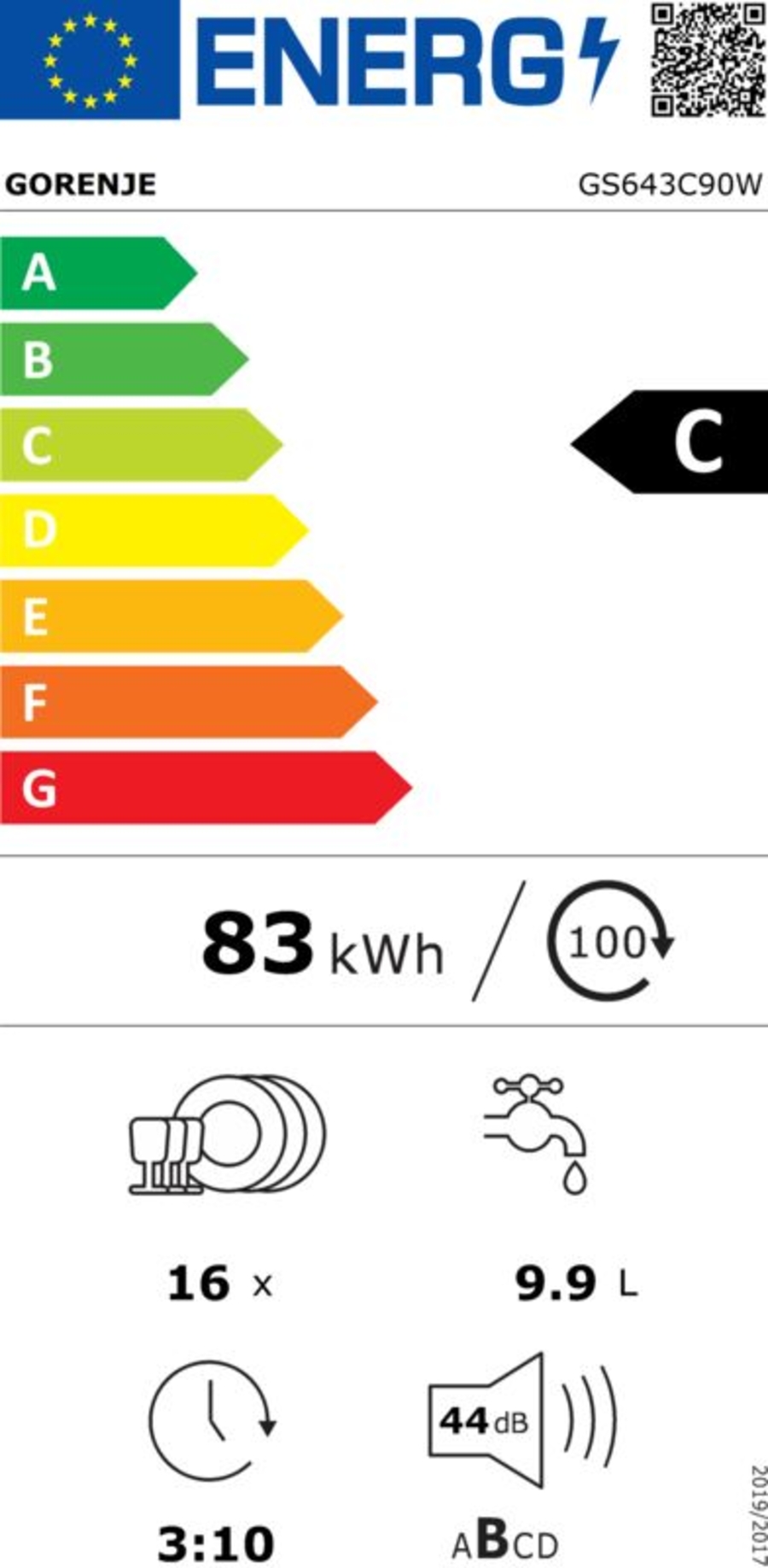 Gorenje GS643C90W Geschirrspüler Stand  mit Besteckschublade 60cm Weiß