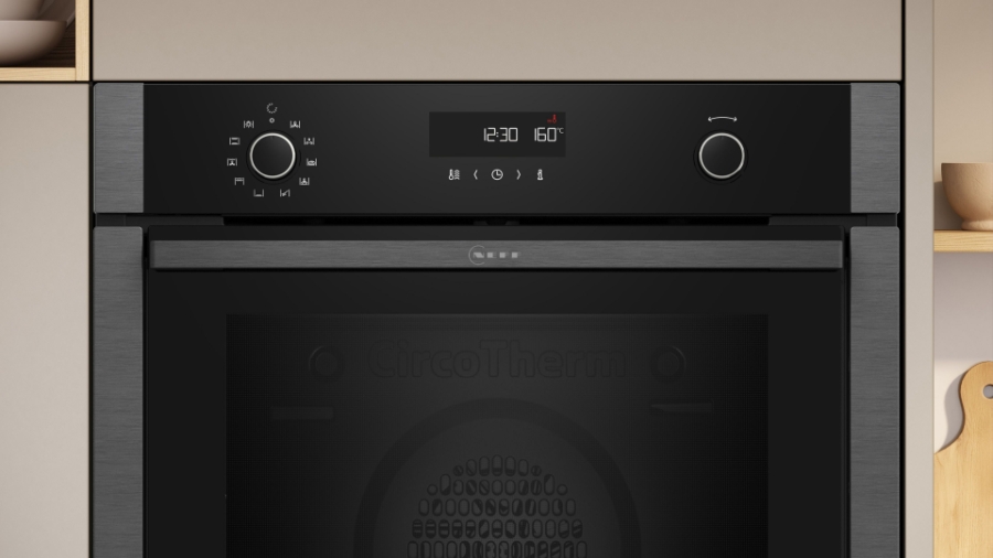 Neff B6ACH7AG3 N 50, Backofen, 60 x 60 cm, Graphite-Grey Pyrolyse und EasyClean,Hide® : die voll versenkbare Tür