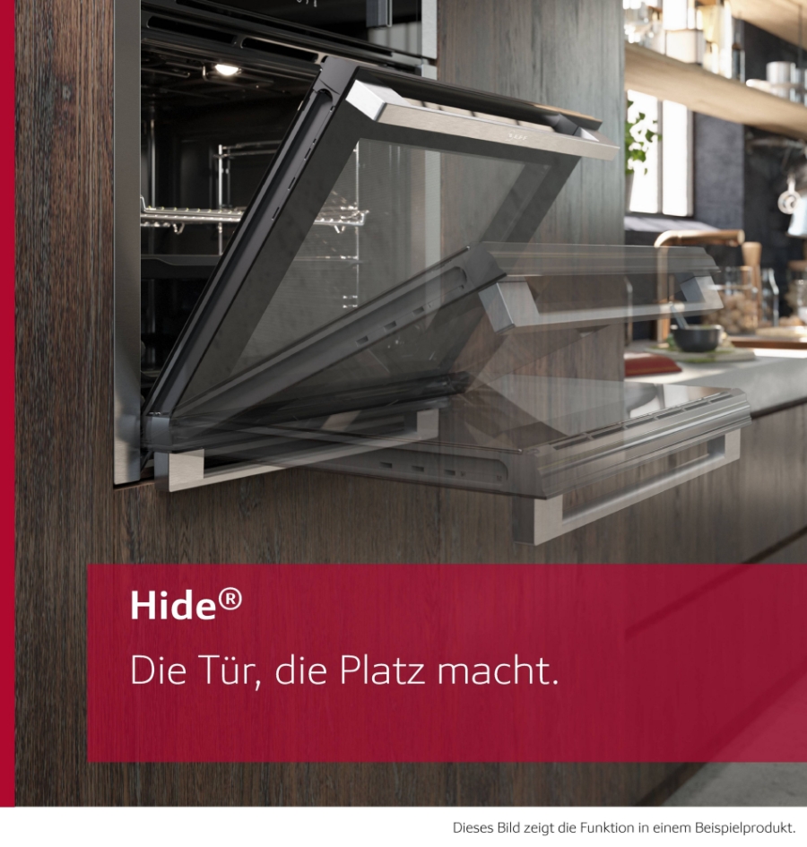 Neff B6ACH7AG3 N 50, Backofen, 60 x 60 cm, Graphite-Grey Pyrolyse und EasyClean,Hide® : die voll versenkbare Tür
