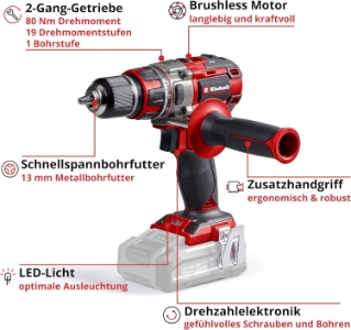 Einhell TP-CD 18/80 Li BL-Solo PROFESSIONAL Akku-Bohrschrauber  Lieferung ohne Akku und Ladegerät (separat erhältlich) 
