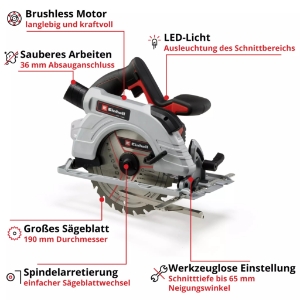 Einhell TP-CS 18/190 Li BL - Solo PROFESSIONAL Akku-Handkreissäge  Lieferung ohne Akku und ohne Ladegerät (separat erhältlich) 
