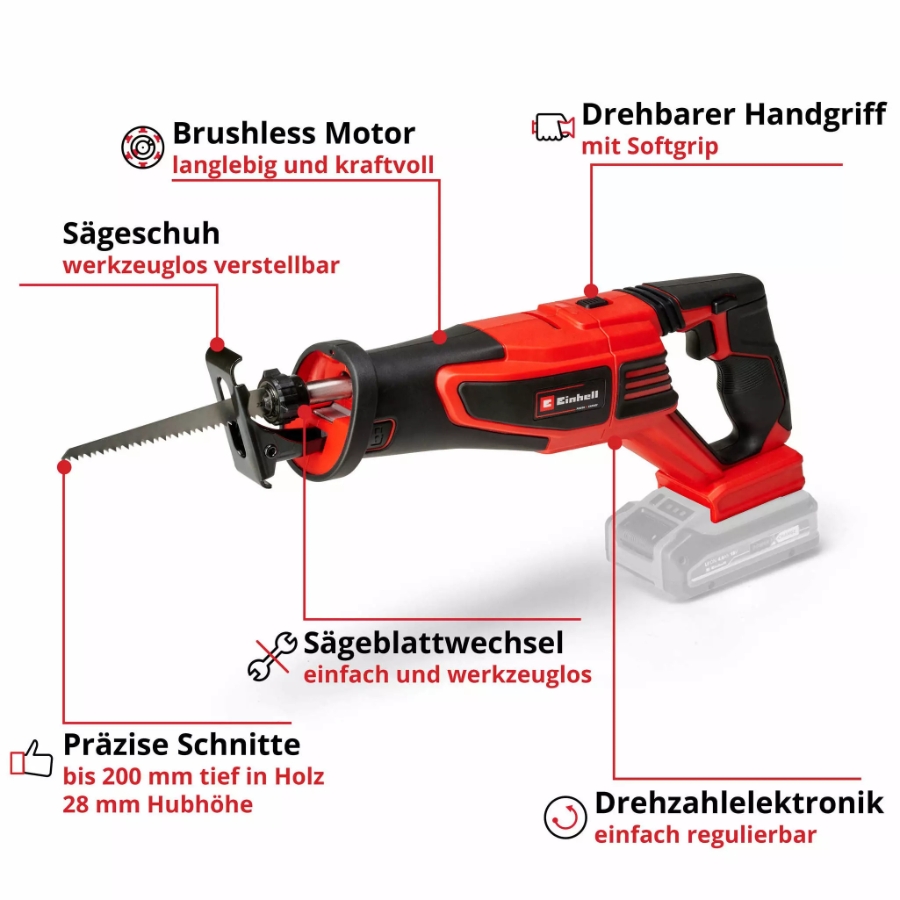 Einhell TP-AP 18/28 Li BL - Solo PROFESSIONAL Akku-Universalsäge  Lieferung ohne Akku und ohne Ladegerät (separat erhältlich) 