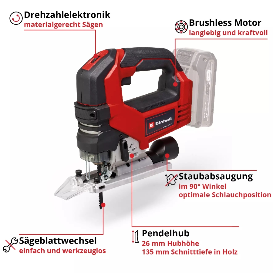 Einhell TP-JS 18/135 Li BL - Solo PROFESSIONAL Akku-Stichsäge  Lieferung ohne Akku und Ladegerät (separat erhältlich)