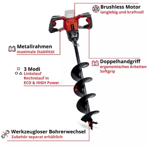 Einhell GP-EA 18/150 Li BL-Solo PROFESSIONAL Akku-Erdbohrer  