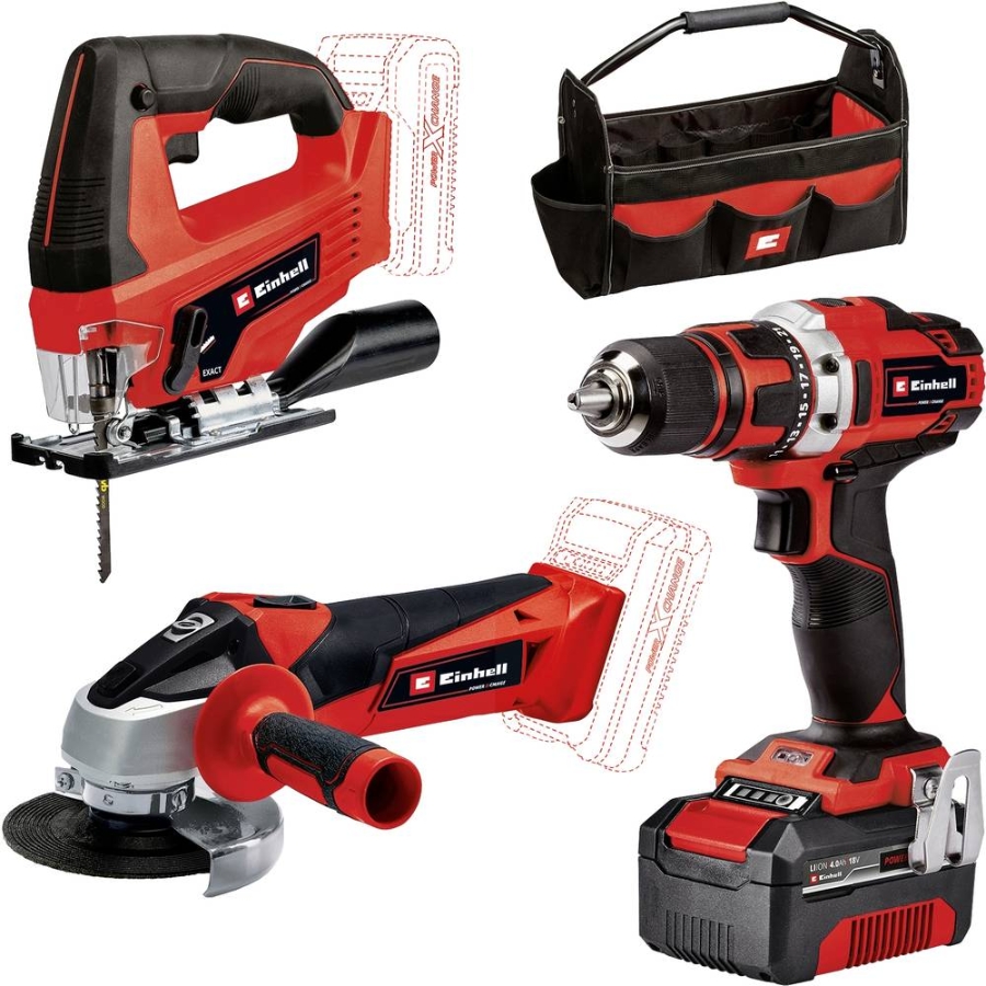 Einhell TE-TK 18/3 Li Kit (JS+CD+AG) Power X-Change Werkzeugset in Tasche