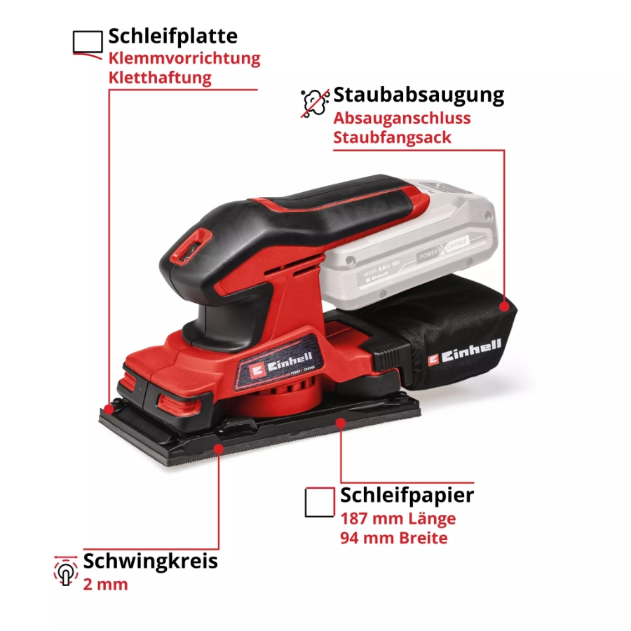 Einhell TC-OS 18/187 Li Solo Akku-Schwingschleifer 