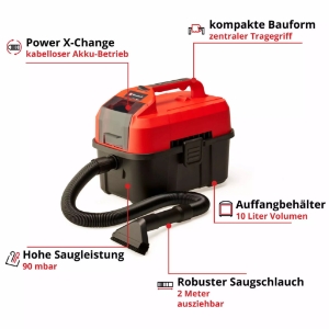 Einhell TE-VC 18/10 Li-Solo Akku-Nass-Trockensauger 