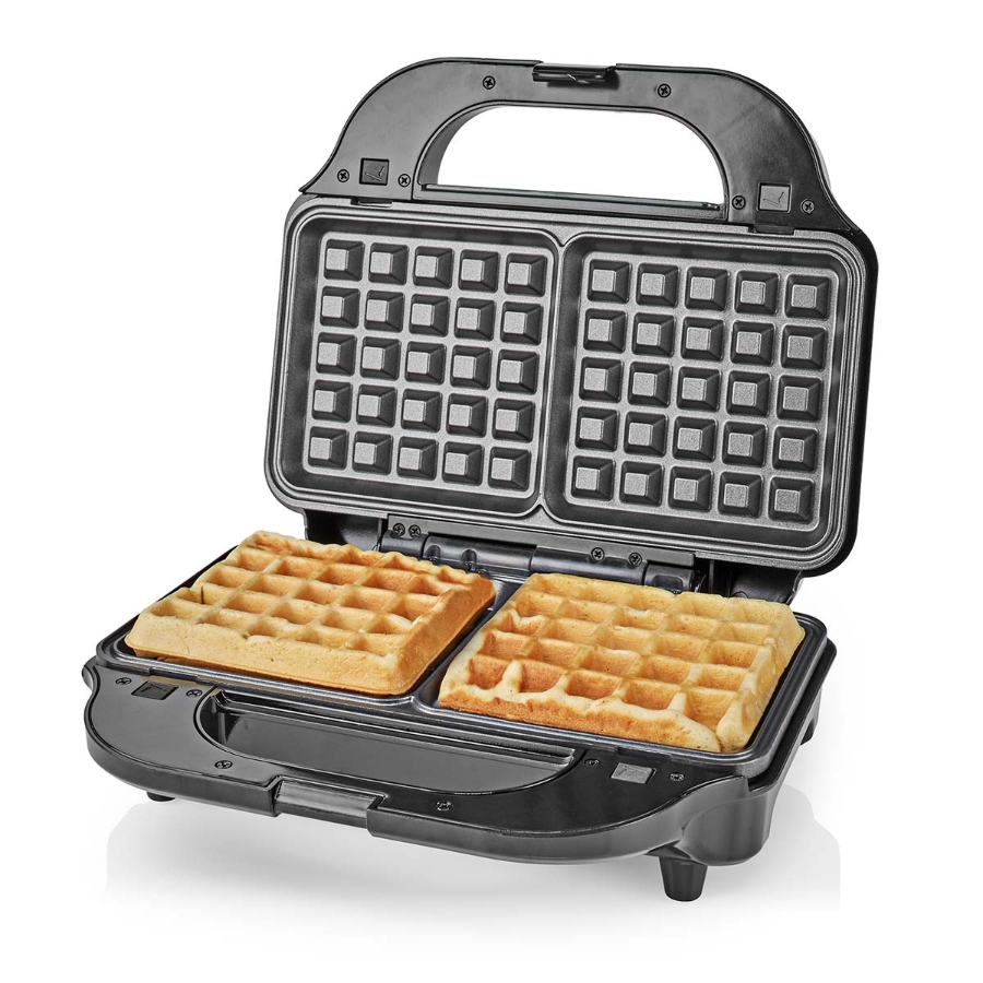 Nedis KAMG120FBK Multi-Grill |  Grill / Sandwich / Waffle | 900 W  28 x 15 cm | Automatischer Temperaturkontrolle | Edelstahl
