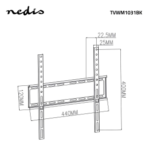 Nedis TVWM1031BK Feste TV-Wandhalterung 23 - 55 " | 35kg Minimaler Wandabstand: 23 mm | Stahl | Schwarz