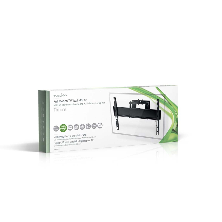 Nedis TVWM3551BK Vollbewegliche-TV-Wandhalterung 37 - 80 " 35 kg | kippbar | drehbar | Minimaler Wandabstand: 75 mm 