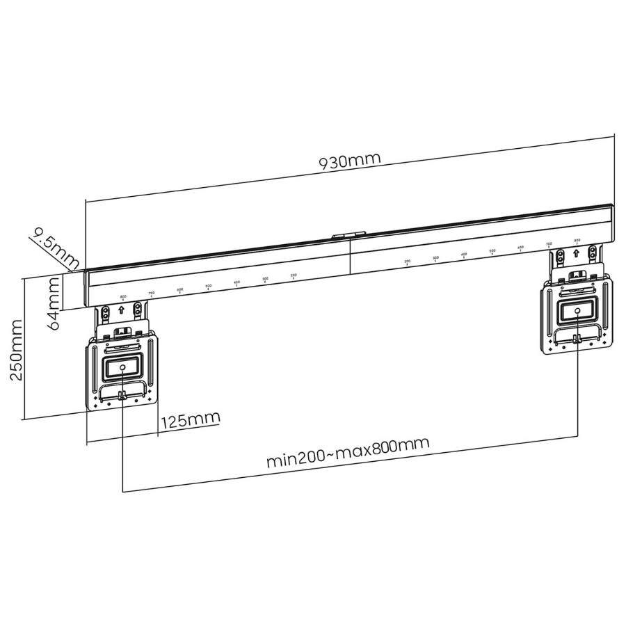 Nedis TVWM5090BK Feste TV-Wandhalterung 43 - 100 " 75 kg | Minimaler Wandabstand: 9.50 mm | Stahl | Schwarz