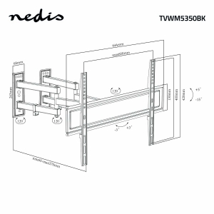Nedis TVWM5350BK Vollbewegliche-TV-Wandhalterung 32 - 70 " 40 kg | kippbar | drehbar | Minimaler Wandabstand: 80 mm | 