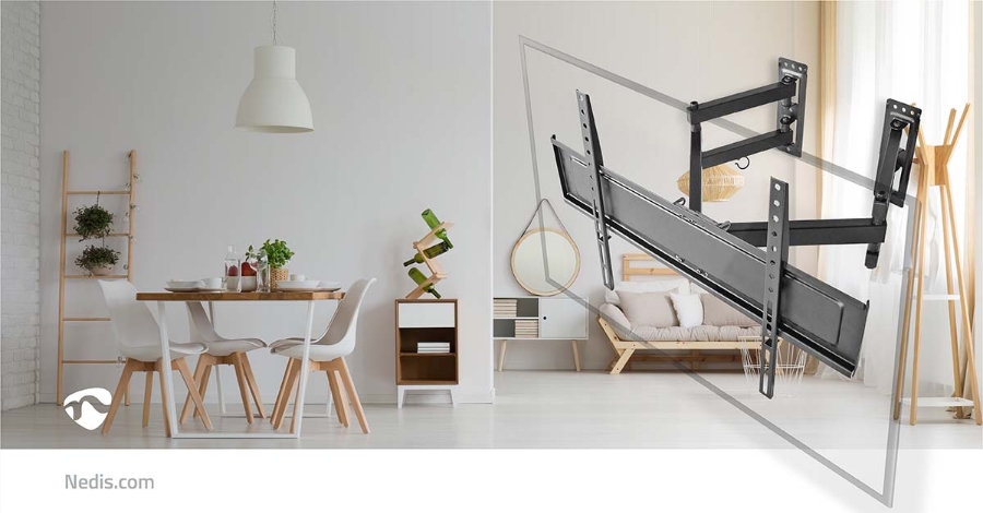 Nedis TVWM5350BK Vollbewegliche-TV-Wandhalterung 32 - 70 " 40 kg | kippbar | drehbar | Minimaler Wandabstand: 80 mm | 