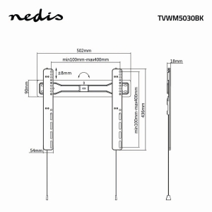 Nedis TVWM5030BK Feste TV-Wandhalterung 32 - 55 "  35 kg | Minimaler Wandabstand: 18 mm | Stahl | Schwarz