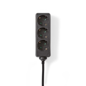Nedis ESOC350F1BK Steckdosenleiste |3-Wege | 5.00 m | 3680 W| 16 A Erdung: Seitenkontakte| 230 V AC 50/60 Hz| Buchsenwinkel:45°