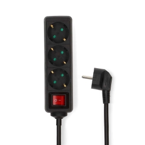 Nedis ESOC350F2BK Steckdosenleiste |3-Wege | 5.00 m | 3680 W| 16 A Erdung: Seitenkontakte| 230 V AC 50/60 Hz| Buchsenwinkel:45°