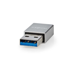 Nedis CCGB60925GY USB-A Adapter | USB 3.2 Gen 1 | USB-A Stecker | USB-C™ Buchse | 5 Gbps | Rund | Vernickelt | Schwarz | Box