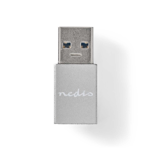 Nedis CCGB60925GY USB-A Adapter | USB 3.2 Gen 1 | USB-A Stecker | USB-C™ Buchse | 5 Gbps | Rund | Vernickelt | Schwarz | Box