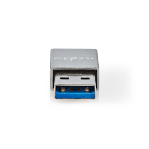 Nedis CCGB60925GY USB-A Adapter | USB 3.2 Gen 1 | USB-A Stecker | USB-C™ Buchse | 5 Gbps | Rund | Vernickelt | Schwarz | Box
