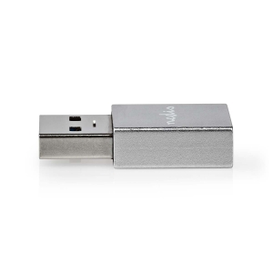 Nedis CCGB60925GY USB-A Adapter | USB 3.2 Gen 1 | USB-A Stecker | USB-C™ Buchse | 5 Gbps | Rund | Vernickelt | Schwarz | Box