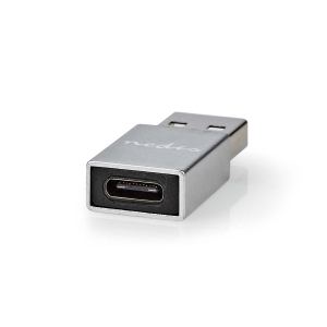 Nedis CCGB60925GY USB-A Adapter | USB 3.2 Gen 1 | USB-A Stecker | USB-C™ Buchse | 5 Gbps | Rund | Vernickelt | Schwarz | Box