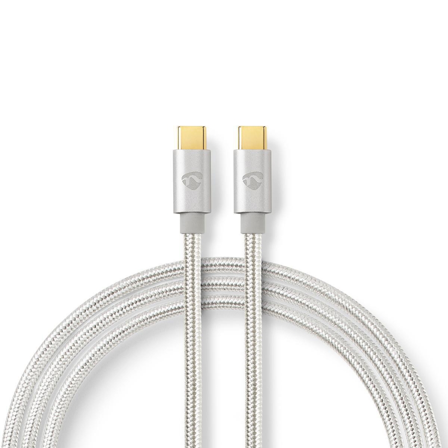 Nedis CCTB60800AL20| USB 2.0| USB-C™ Stecker| USB-C™ Stecker| 100W 480 Mbps | Vergoldet | 1.00 m | Rund | Geflochten / Nylon |