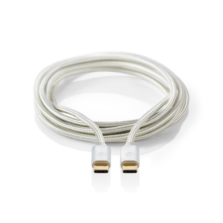Nedis CCTB60800AL20| USB 2.0| USB-C™ Stecker| USB-C™ Stecker| 100W 480 Mbps | Vergoldet | 1.00 m | Rund | Geflochten / Nylon |