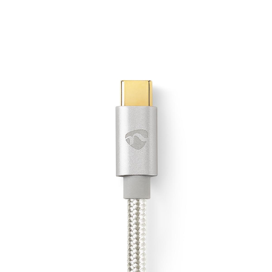 Nedis CCTB60800AL20| USB 2.0| USB-C™ Stecker| USB-C™ Stecker| 100W 480 Mbps | Vergoldet | 1.00 m | Rund | Geflochten / Nylon |