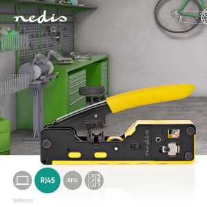 Nedis CCGG89510BK Kabel-Zange CAT5/CAT5e/CAT6/CAT6a/CAT7/RJ12/RJ45 Abziehen / Schneiden / Zange | Gummi / Stahl | Gelb / Schwar