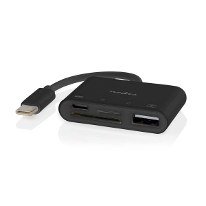 Nedis CCGB64780BK01 USB-Hub 1x USB-C™ | 1x USB A / 1x USB-C™  4-Port ports| USB 2.0| Stromversorgung über USB| SD& MicroSD