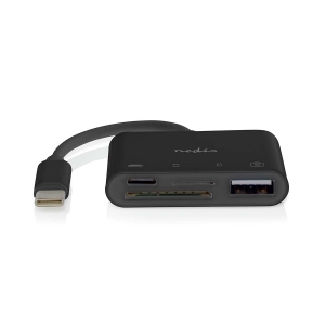 Nedis CCGB64780BK01 USB-Hub 1x USB-C™ | 1x USB A / 1x USB-C™  4-Port ports| USB 2.0| Stromversorgung über USB| SD& MicroSD