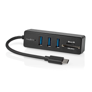 Nedis CCGB64250BK01 USB-Hub 1x USB-C™ | 3x USB A Buchse  5-Port port(s) | USB 3.2 Gen 1 | Stromversorgung über USB | 