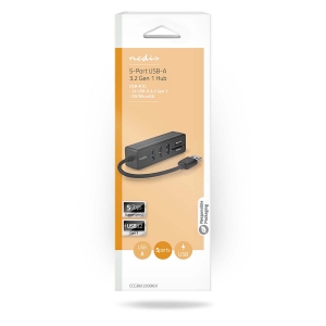 Nedis CCGB61250BK01 USB-Hub  USB-A™ | 3x USB A Buchse  5-Port port(s) | USB 3.2 Gen 1 | Stromversorgung über USB | 