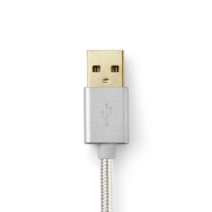 Nedis CCTB60600AL20 USB-Kabel USB 2.0|USB-A Stecker| USB-C Stecker 15 W | 480 Mbps| Vergoldet| 2.00 m| Rund| Geflochten/Nylon