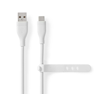 Nedis CCGB60800WT15 USB-Kabel USB 2.0| USB-A Stecker|USB-C Stecker 15 W |480 Mbps| Vernickelt| 1.50 m| Rund| Silikon| Weiss