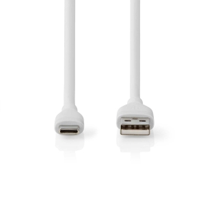 Nedis CCGB60800WT15 USB-Kabel USB 2.0| USB-A Stecker|USB-C Stecker 15 W |480 Mbps| Vernickelt| 1.50 m| Rund| Silikon| Weiss