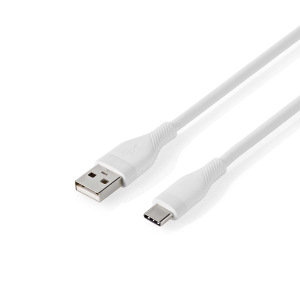 Nedis CCGB60800WT15 USB-Kabel USB 2.0| USB-A Stecker|USB-C Stecker 15 W |480 Mbps| Vernickelt| 1.50 m| Rund| Silikon| Weiss